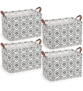 Kingrol 4 Pack Storage Bins with Handles, 15 x 10.25 x 9.75 Inch Fabric Storage Baskets for Shelv...
