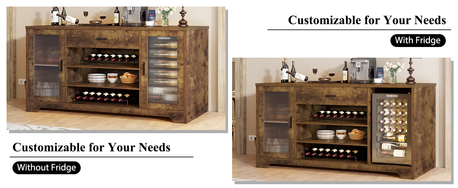 coffee bar with mini fridge space