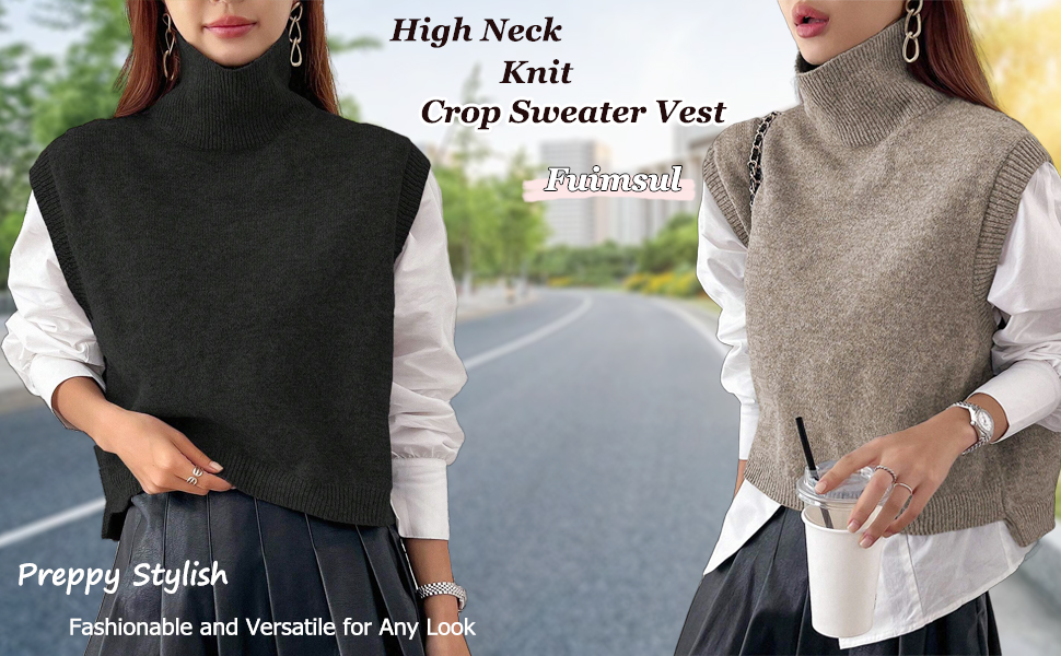 Amazon.com: Fuimsul Women High Neck Sleeveless Knit Crop