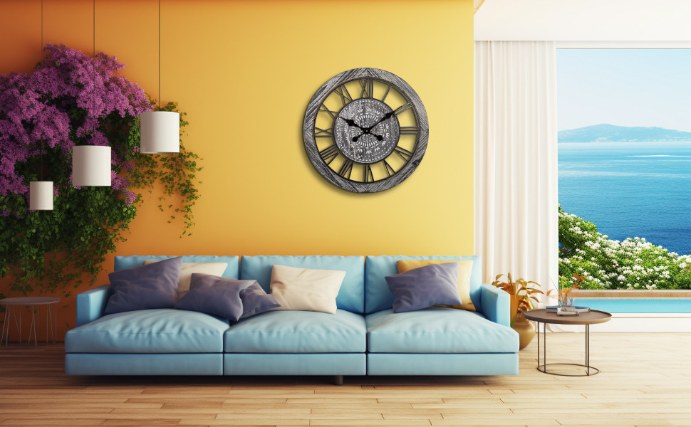 ZBJZJM 24" Large Wall Clocks for Living Room Decor Battery