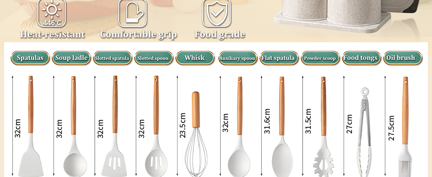 19 PCS Silicone Kitchen Utensils Set with Holder