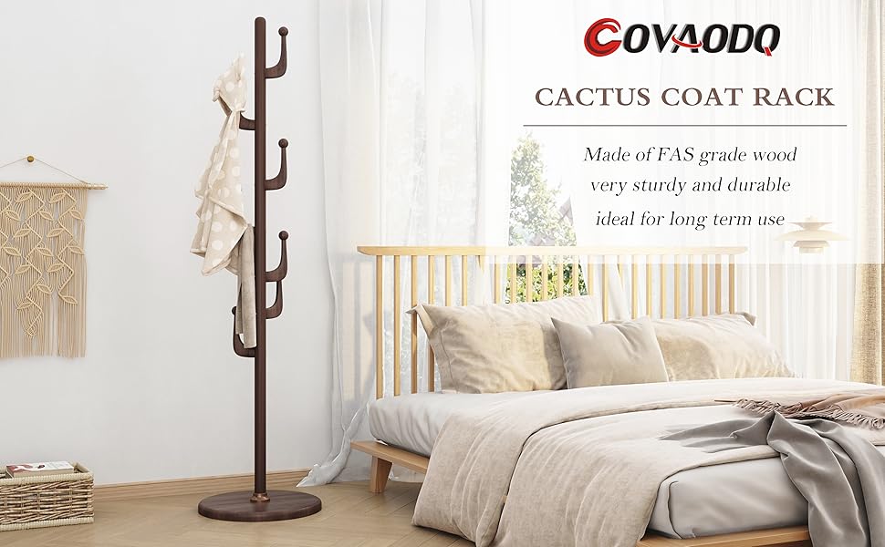 COVAODQ Coat Rack Freestanding, Coat Tree stand with 7