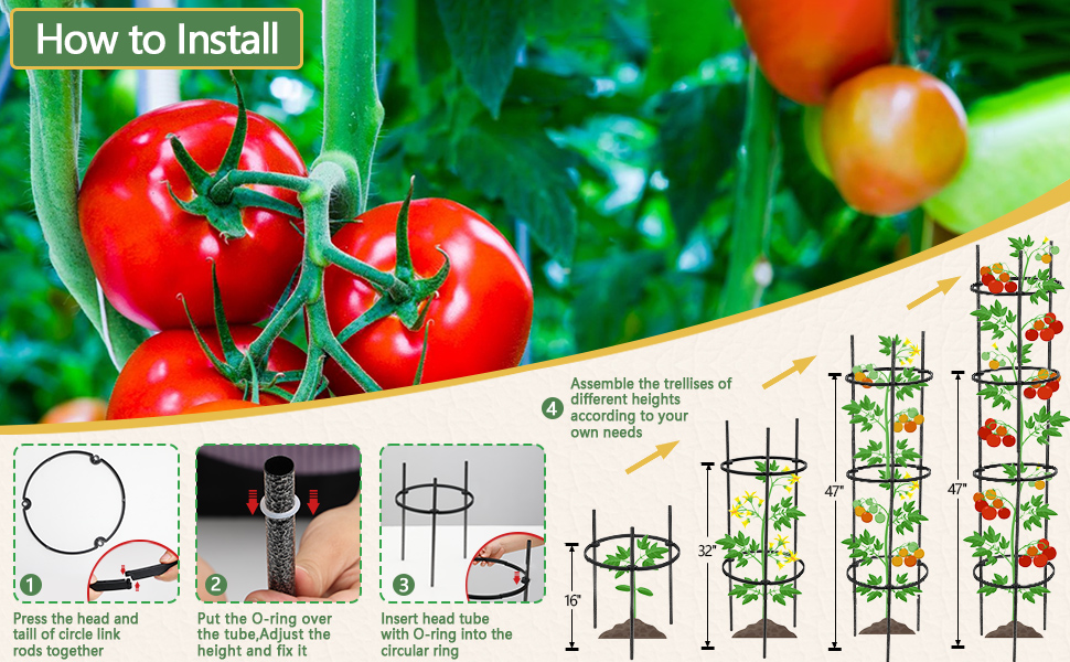 Tomato Cages for Garden,32 inch Plant Stakes Support for