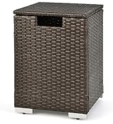 Tangkula Outdoor Propane Tank Cover Table, Patiojoy Wicker Hideaway Table for Gas Fire Pits, 20 l...