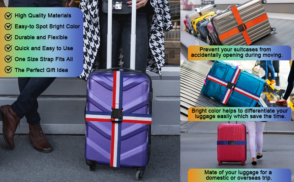 6PCS Luggage Straps and Tags Set,Suitcase Tags Set,Travel Adjustable