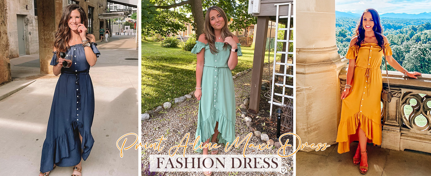 summer dresses wedding guest dresses for women off the shoulder dresses for women ruffle maxi dress