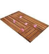 Utoplike Teak Wood Bath Mat, 31.8 x 20 inch Large Wooden Shower Mat for Bathroom, Non Slip Wood F...