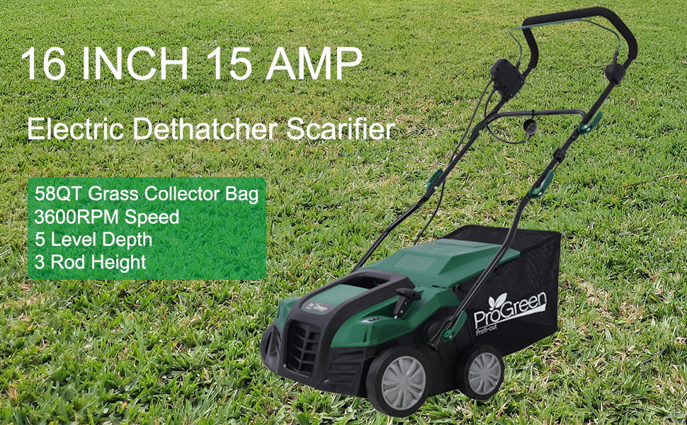 2in1 16inch Electric Dethatcher Scarifier, 15 Amp
