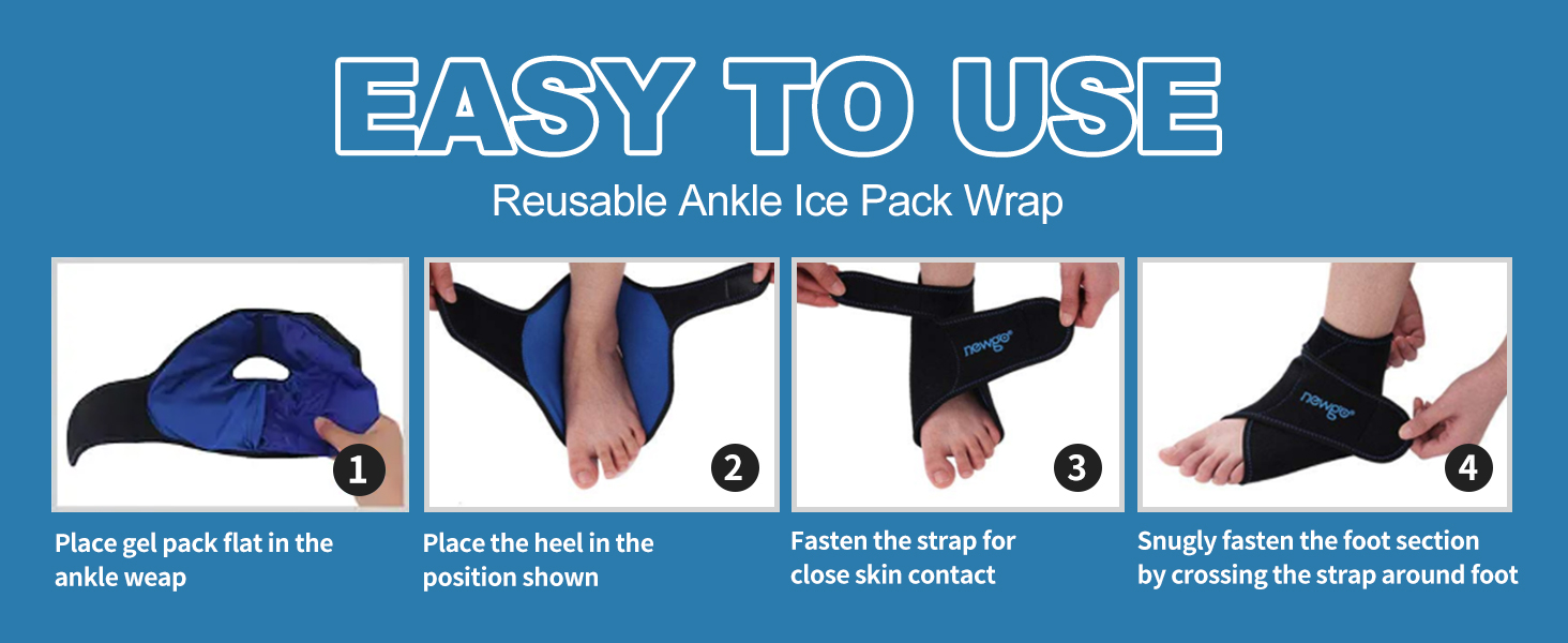 NEWGO Ankle Ice Pack Wrap Reusable Hot Cold Compress Foot Ice Pack for Plantar Fasciitis, Ankle