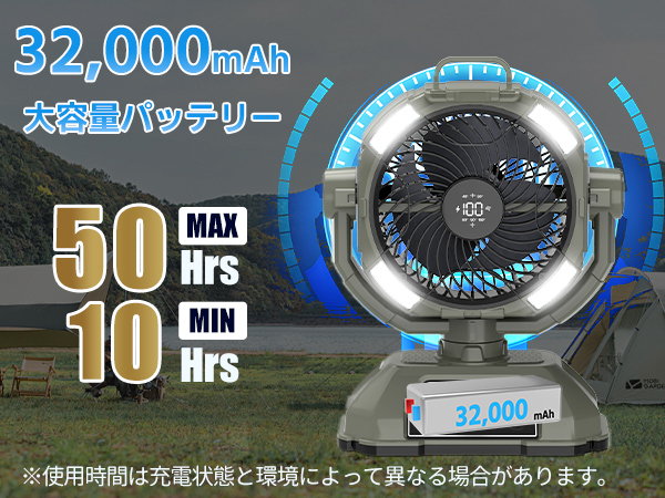 Amazon | 【32000mAh大容量 風量100段階】ONRIU キャンプ 扇風機