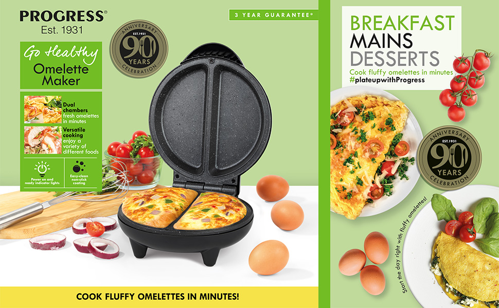 Progress EK2716PH Go Healthy Dual Omelette Maker NonStick, Deep Fill