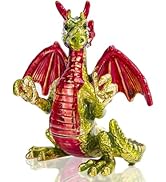 YU FENG Cute Red Pterosaur Trinket Boxes Hinged Crystal Jeweled Dinosaur Animal Figurines Jewelry...