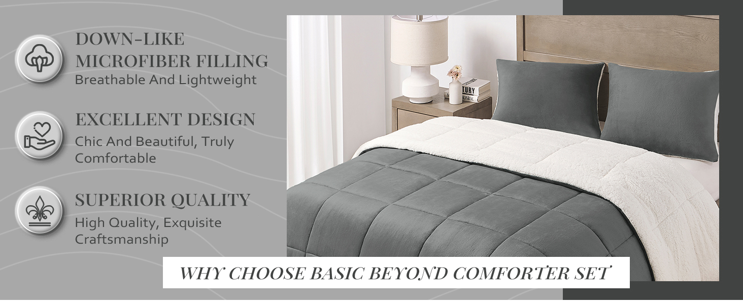 Basic Beyond Queen Comforter Set Luxury Fleece Sherpa