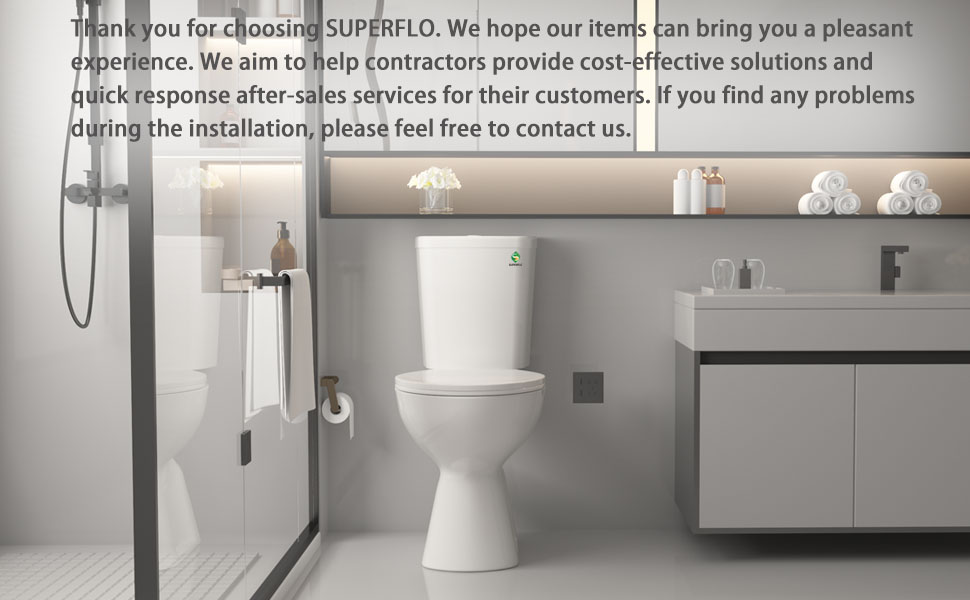 SUPERFLO 18”High Toilets Elongated Tall Toilet with Dual Flush & Soft Close, Rear Outlet Toilet