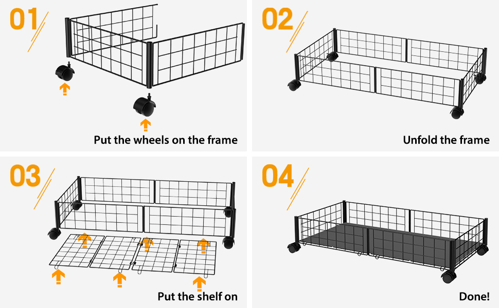 PIGTAB Under Bed Storage[Set of 2] Metal Under Bed Storage