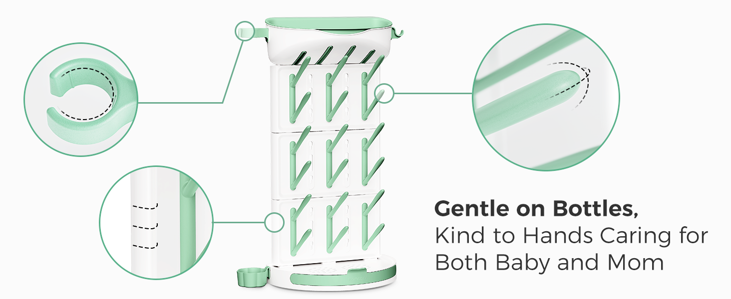 A bottle drain stand that does not damage the bottle or the mother