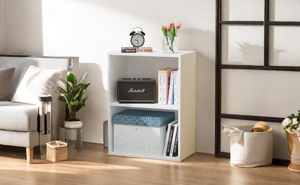 Infrunic 2 Cube Bookshelf, Horizontal Low Book Shelf, Mini