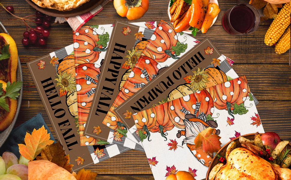 Pinata Fall Placemats Set of 6, Fall Decor for Table