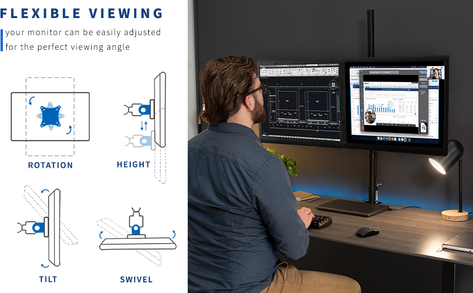 VIVO Dual Monitor Stand Up Desk Mount Extra Tall 39 inch Pole, Fully