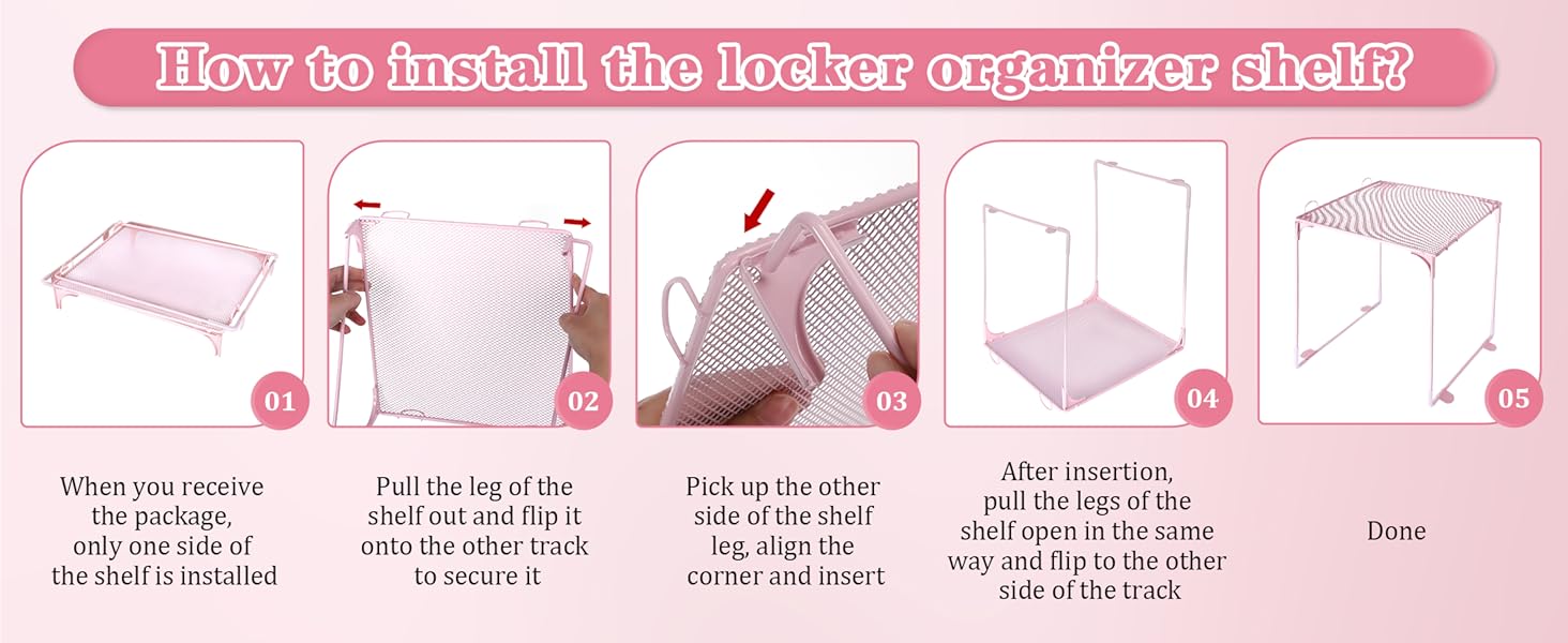 Back to School Essentials Locker Accessories Kit Pink Locker Organizer Decorations Supplies