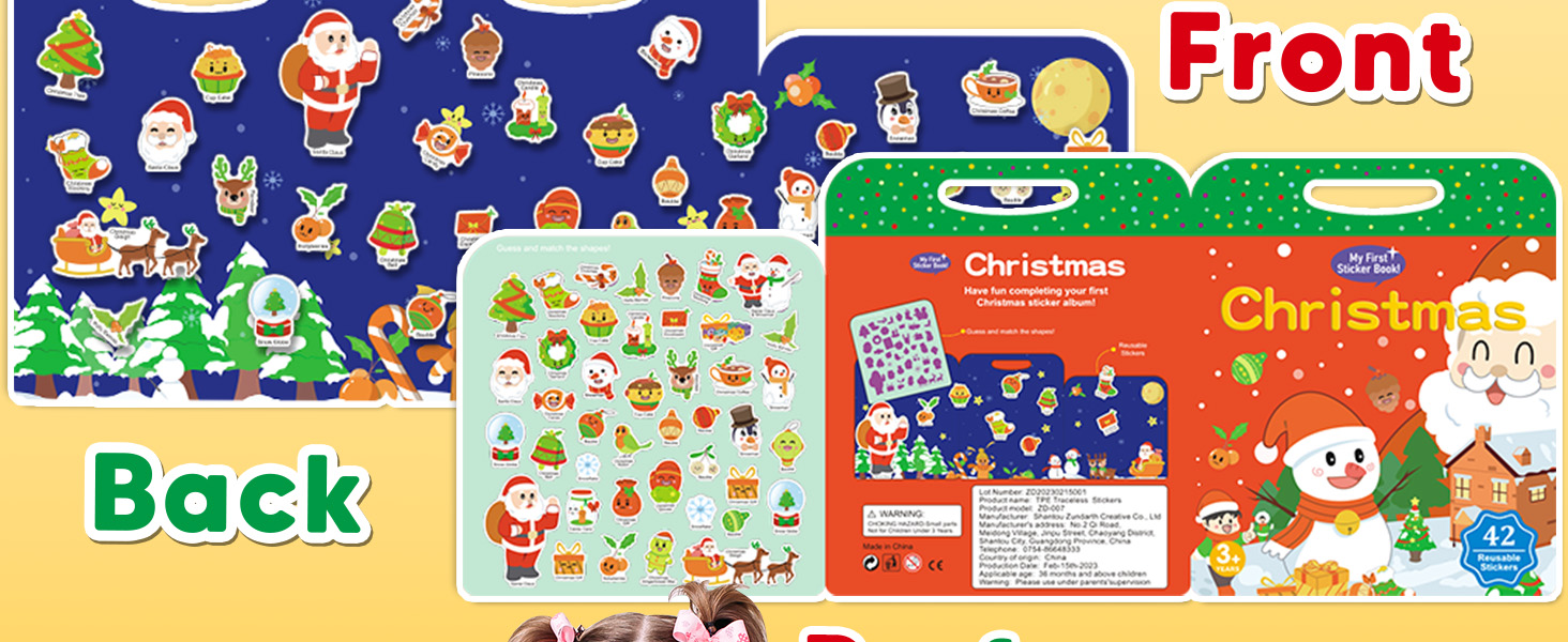 Reusable Sticker Book for Toddlers 24 Years, Christmas