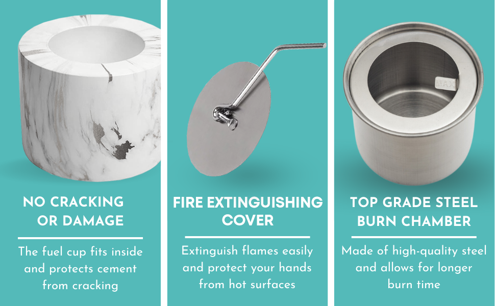 Tabletop Fire Pit with Gold Marble Effect and Roasting Sticks — Indoor