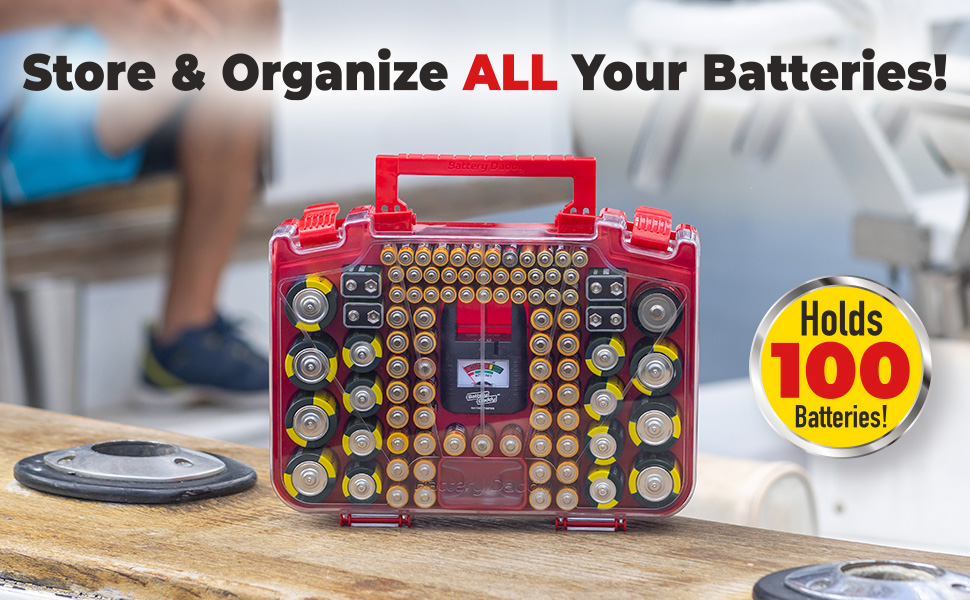 Ontel Battery Daddy Slim Battery Organizer Storage Case