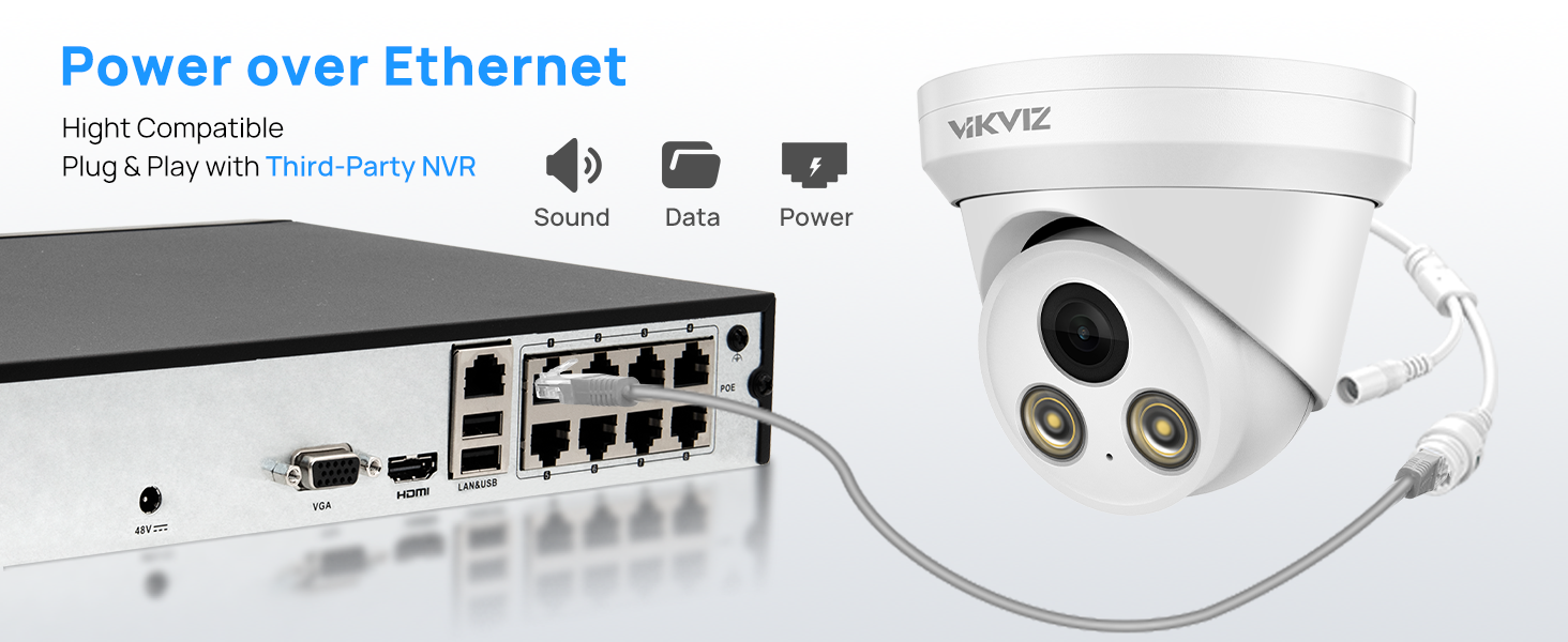 VIKVIZ 4MP POE IP Full Color Camera Outdoor with Mic,4MP