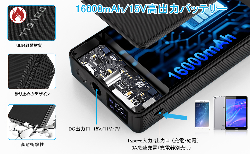 COVELL 空調服　ファン　バッテリー COVELL 32V空調服用ファンバッテリセット - 急速充電、長時間