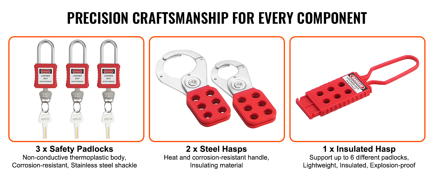 VEVOR Electrical Lockout Tagout Kit, 26 PCS Safety Loto Kit Includes