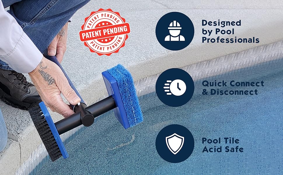 Pool Tile Brush Scrubber 2in1 Scrub and Scour Waterline