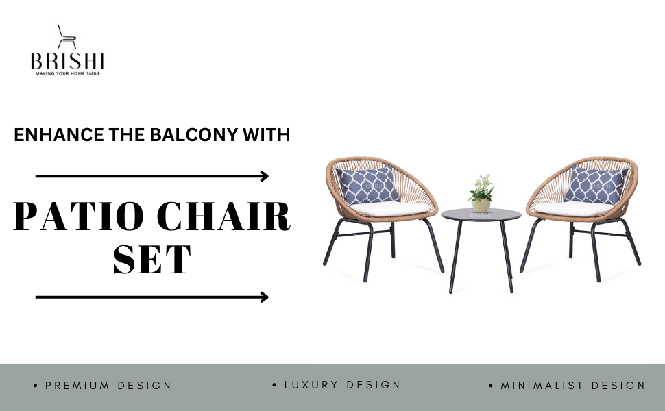 BRISHI Garden Patio Seating Chair and Table Set Outdoor Balcony Garden Coffee Table Set