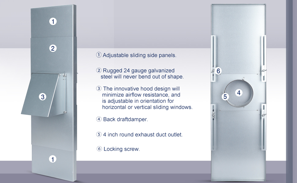 TOPOWN Galvanized Steel Window Dryer Vent for 4" Dryer Vent