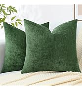 decorUhome Couch Throw Pillow Covers 18x18 Set of 2, Decorative Soft Chenille Solid Dyed Pillow C...