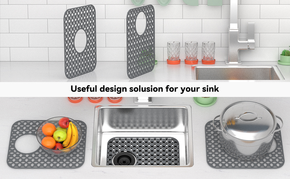 Kitchen Sink Mats, TOOVEM 2PCS NonSlip Heat Resistant Silicone Sink Protector Mat