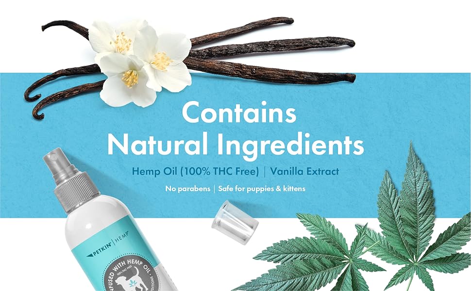 Petkin Hemp Waterless Dog Shampoo Spray with Hemp Oil