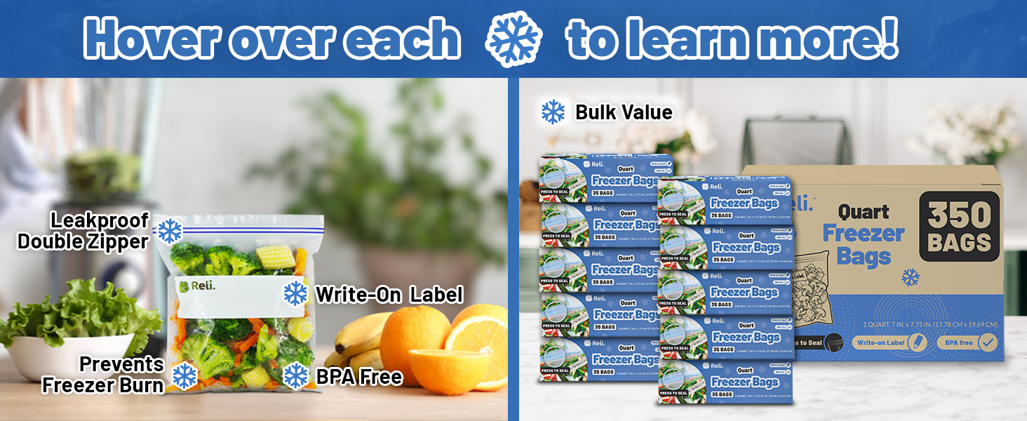 1 Quart Freezer Bag Features (350 pk)
