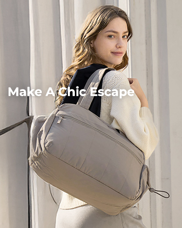 Text reads 'Make a Chic Escape'. Technical illustration showing measurements and specifications for an escape mechanism or structure.
