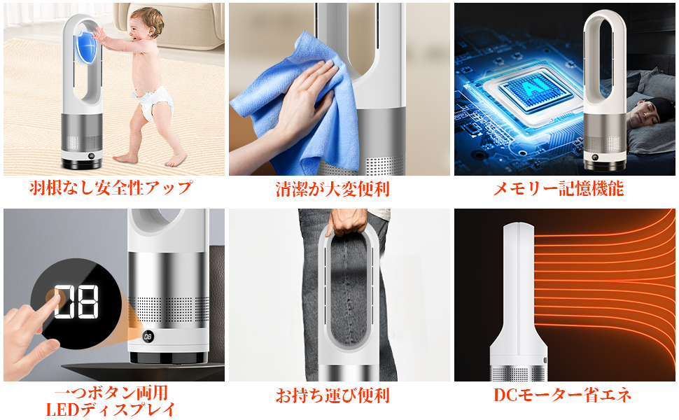 Amazon.co.jp: LRIO タワーファン 羽なし扇風機【冷暖房・羽根