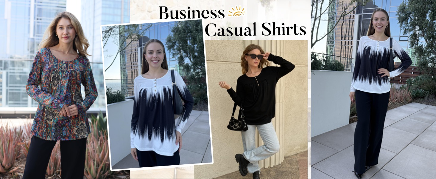 Zeagoo Dressy Long Sleeve Shirts Boho Tops for Women Business Casual Blouses