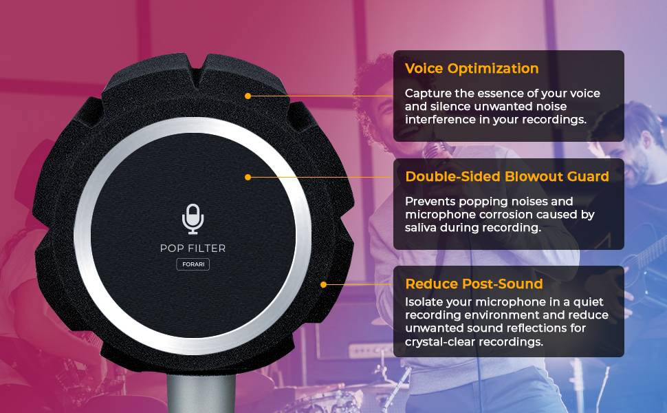 FORARI® Microphone Windscreen Pop Filter, Mic Isolation