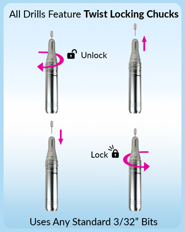Medicool Twist Lock Chuck Use any Standard Bits