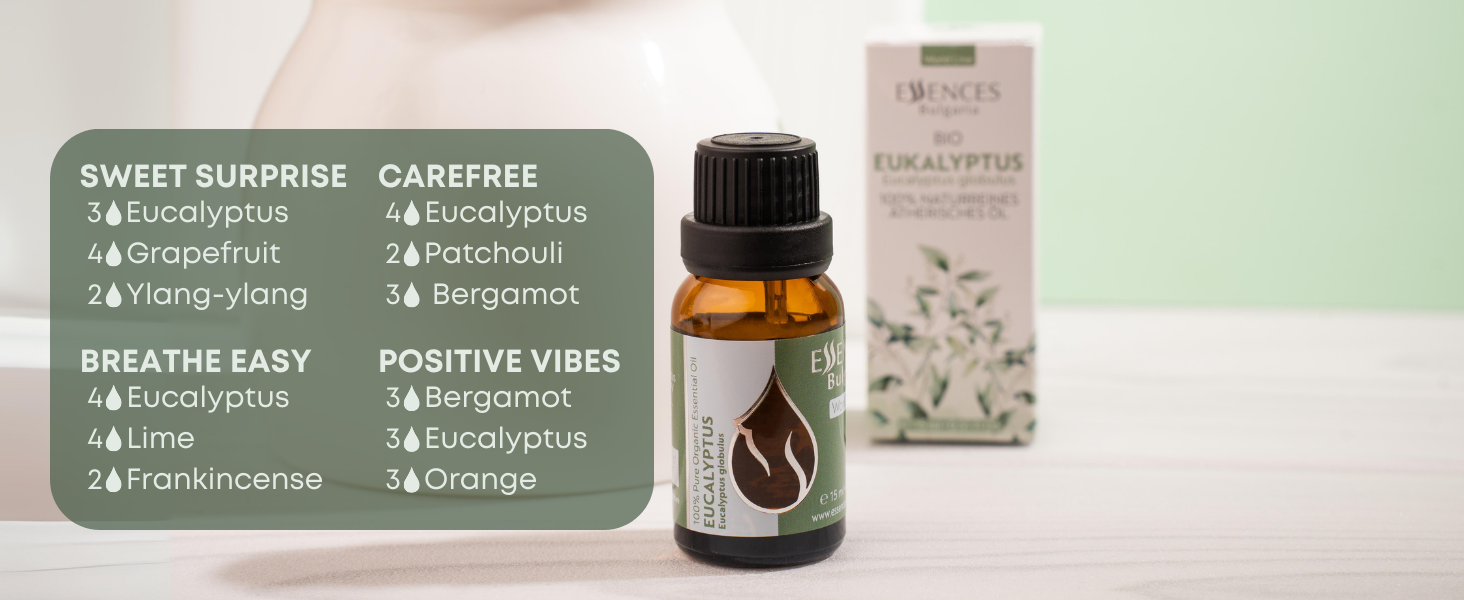 Diffuser blends with eucalyptus essential oil from Essences Bulgaria