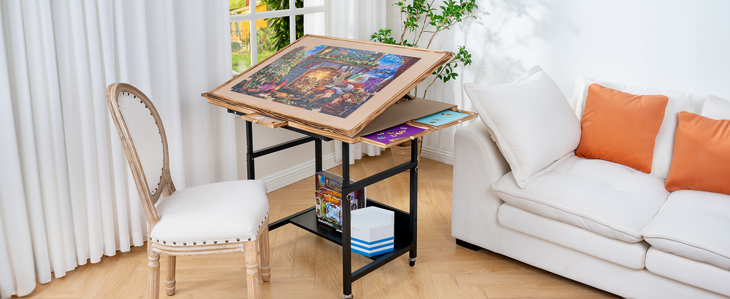 Becko US Tilting Puzzle Table with 5 Colored Drawers