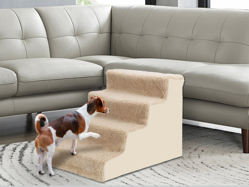 Almcmy Pet Stairs, NonSlip 4 Tiers Dog Steps with