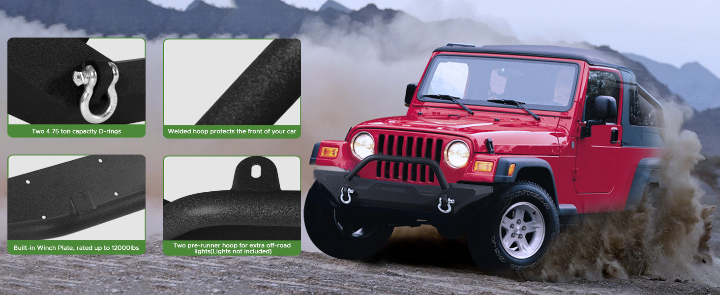 Front Rear Bumper Combo for Jeep Wrangler TJ YJ 1987-2006