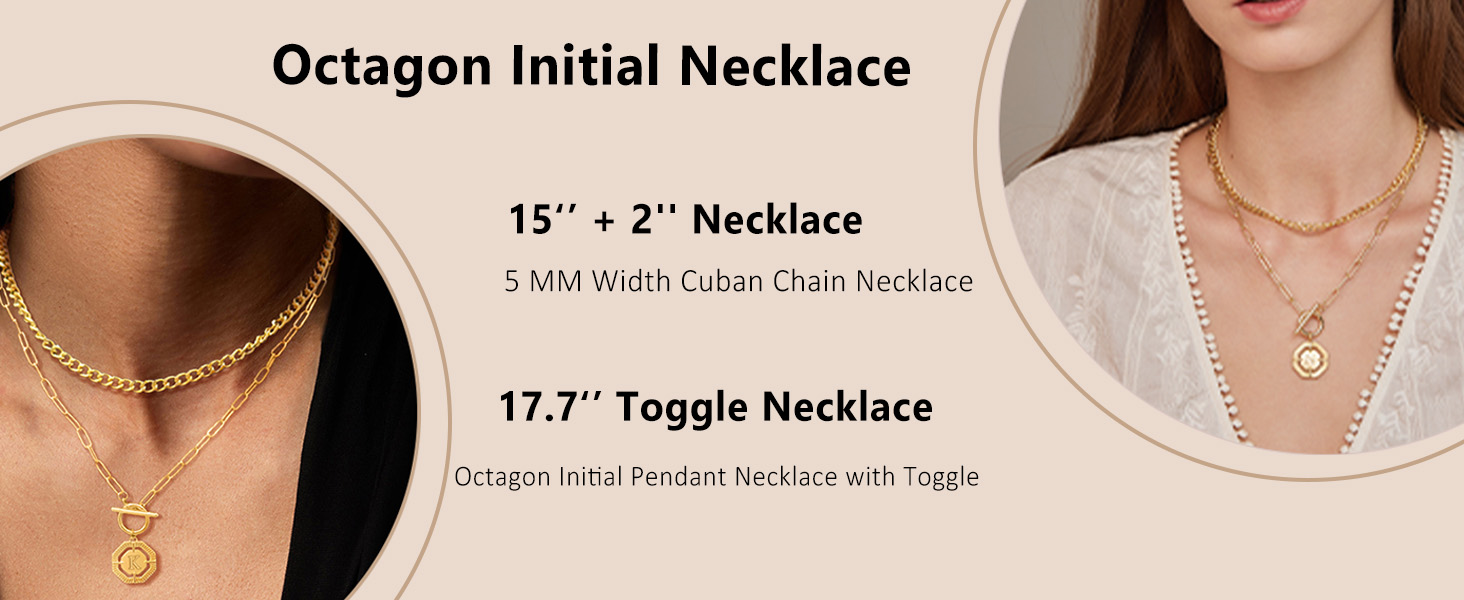 octagon pandent initial necklace