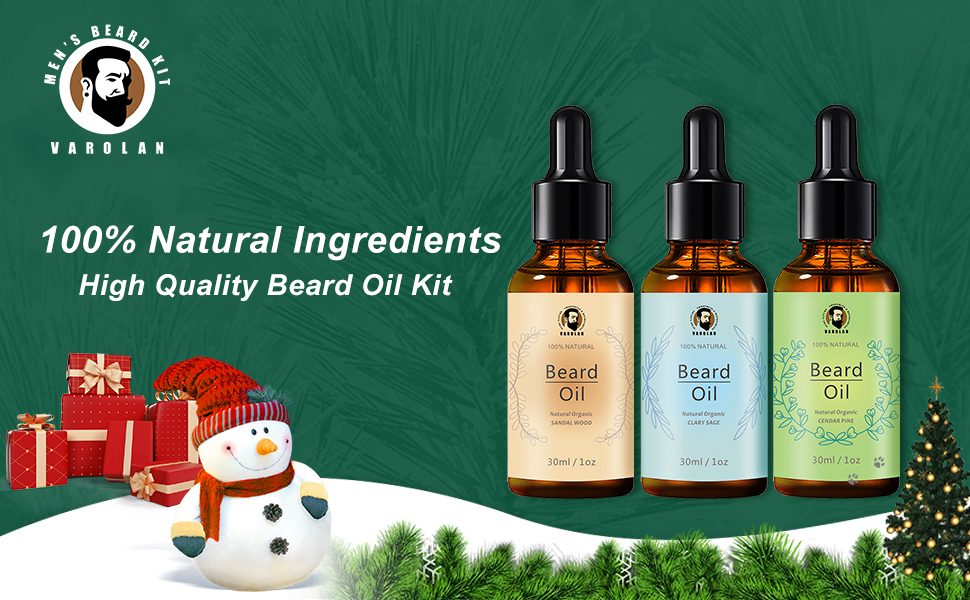 Varolan Beard Oil Conditioner 3 Pack, Beard Oil Kit for