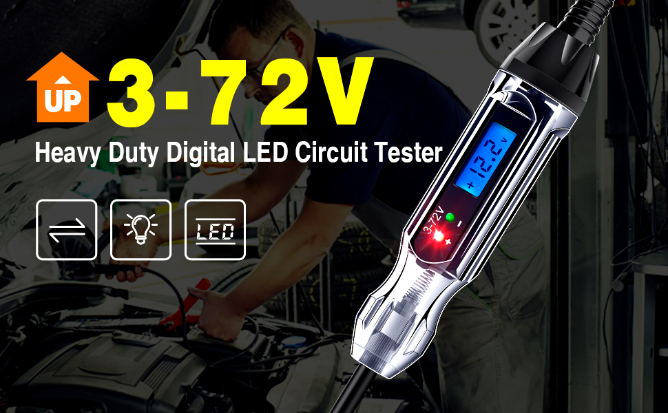 Heavy Duty 372V Backlit Digital LCD Circuit Tester