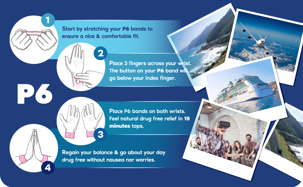 P6 Motion Sickness Bands for Adults Wristbands for Anti